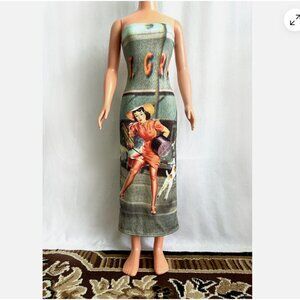 Bodycon dress with funny pic on it. For My Size Barbie Doll 36" New. Handwork